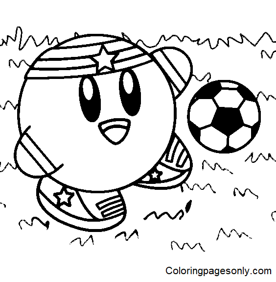 Kirby jugando al fútbol de Kirby