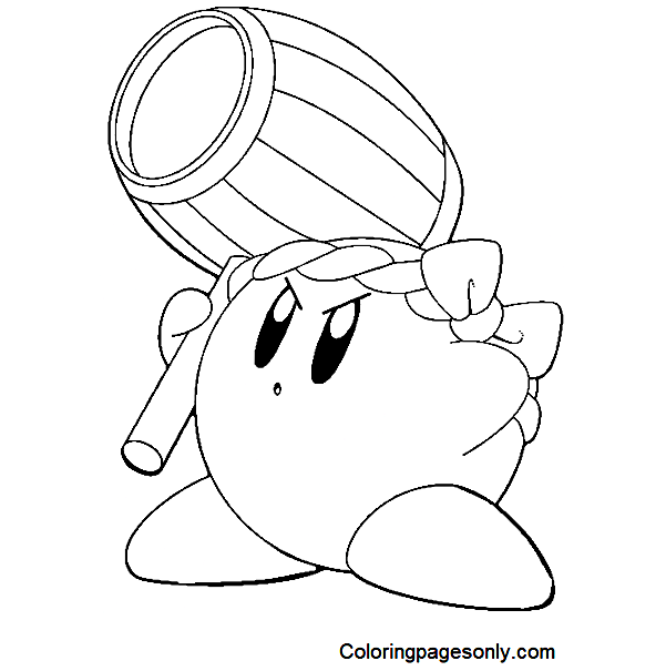Kirby with Hammer Coloring Pages