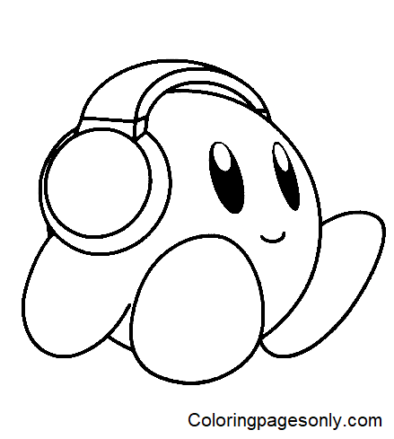 Kirby met koptelefoon van Kirby
