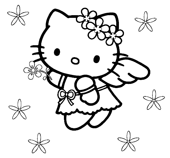Kitty Little Angel Coloring Page