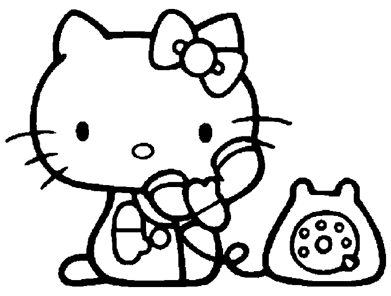 Kitty jugando con el teléfono de Hello Kitty