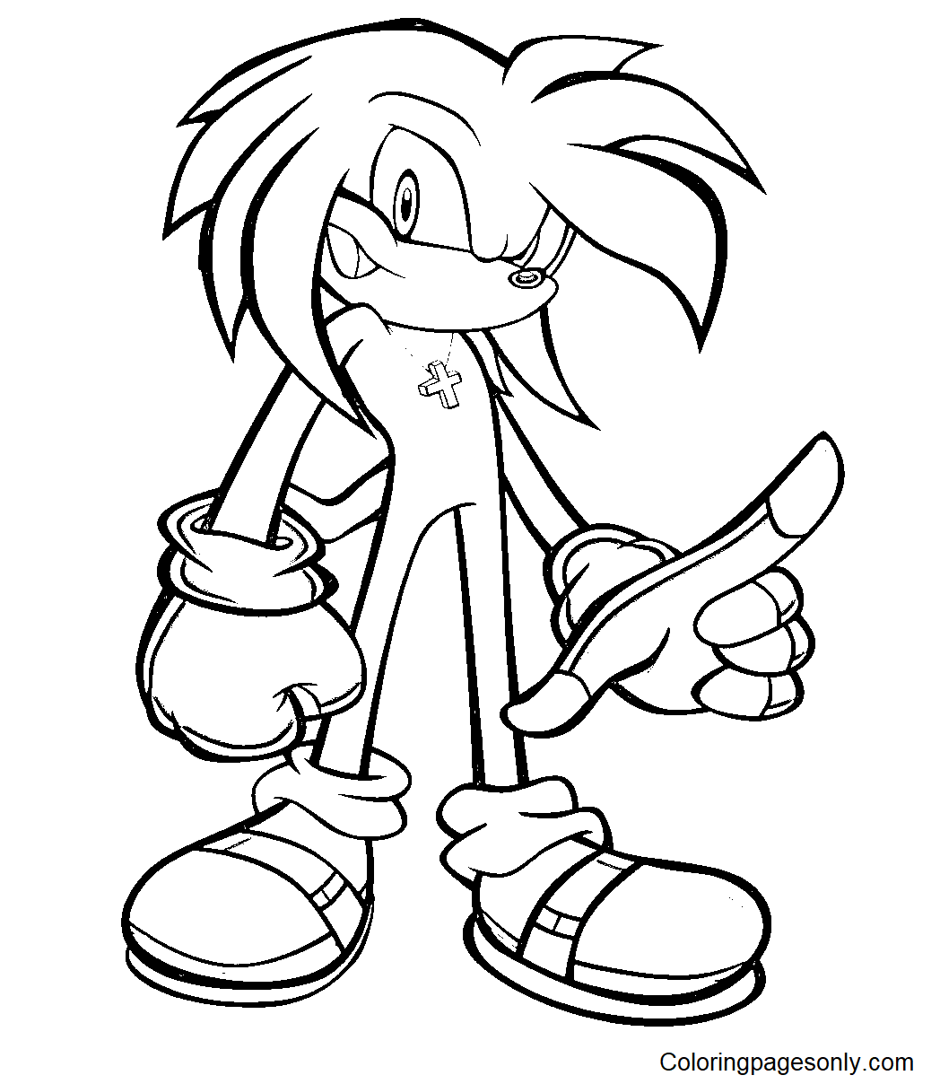 Knuckles Cartoon Coloring Page