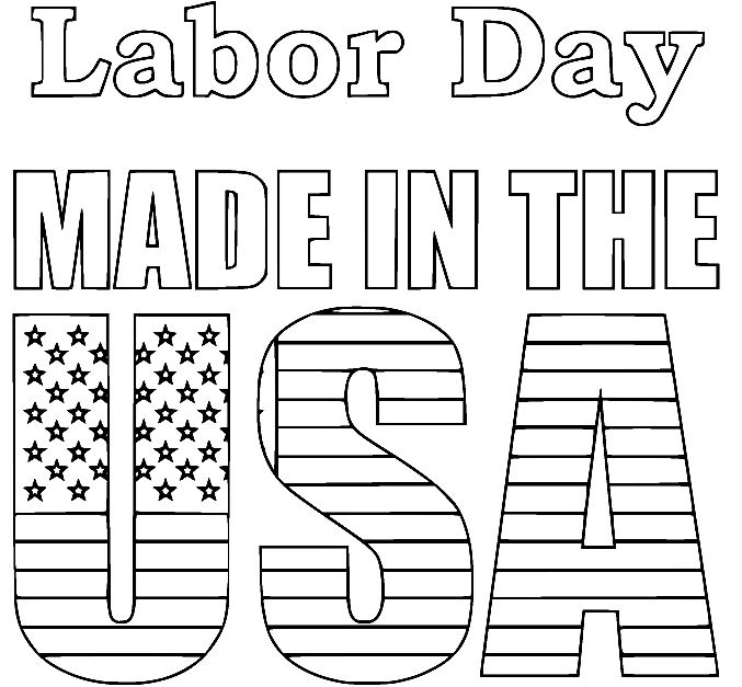 Раскраска День труда Сделано в США