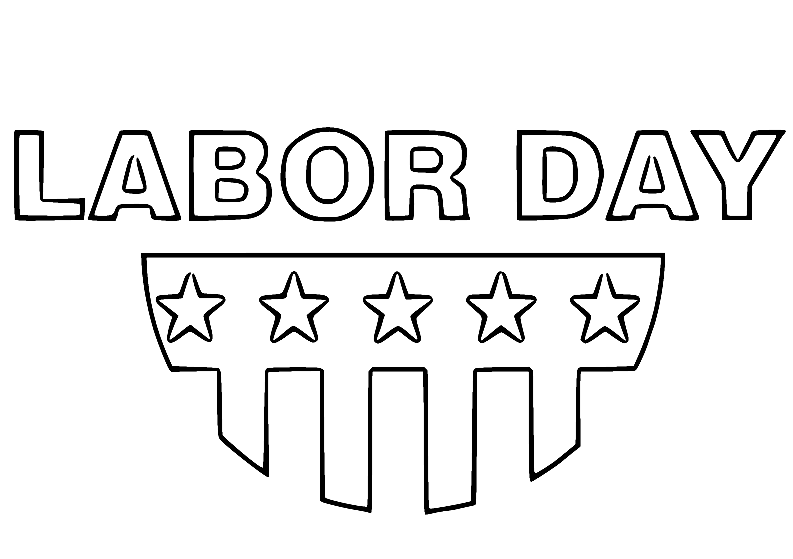 Labor Day with Five Stars Coloring Pages