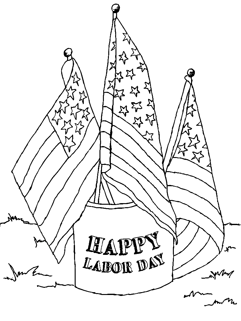 عيد العمال مع أعلام من عيد العمال