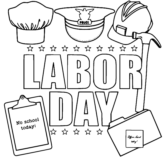 Labor Day with Hats Coloring Page
