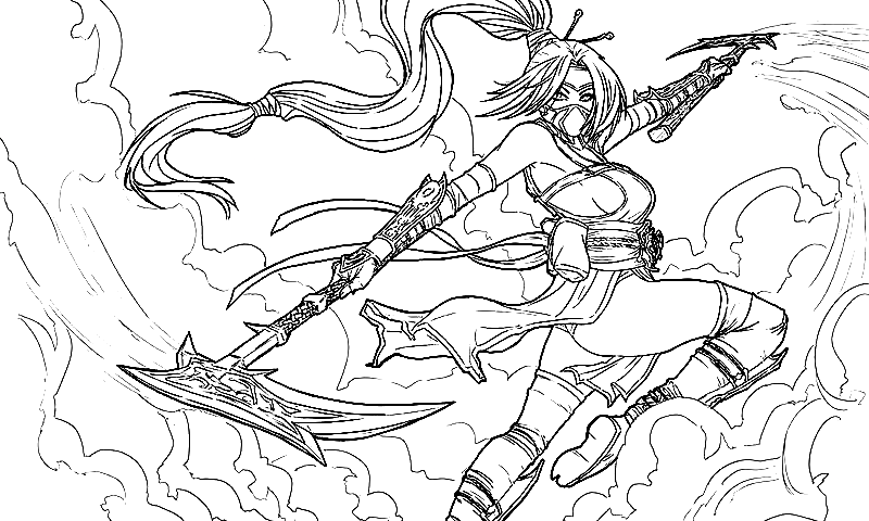 League of Legends Akali Coloring Page
