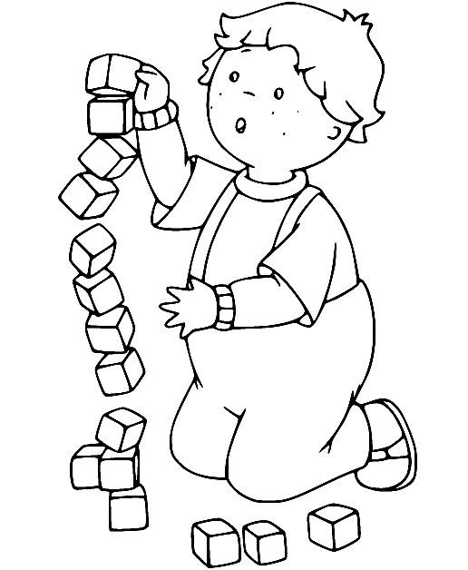 Leo Playing Blocks Coloring Page