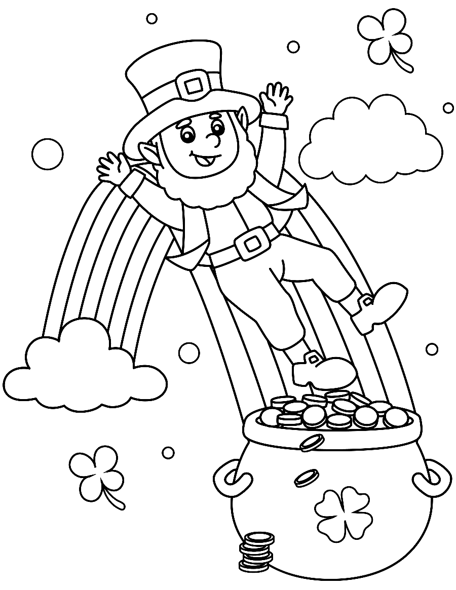 Leprechaun with Pot of Gold Image Coloring Pages