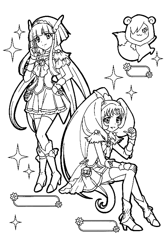 Lily and April Glitter Force Coloring Page