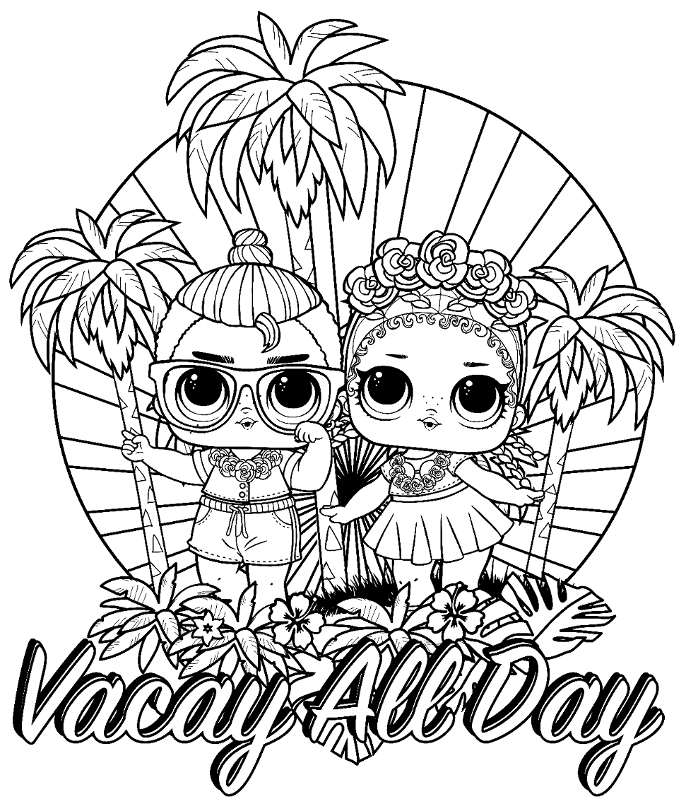 Lol Surprise Doll Luau and Coconut QT Coloring Page