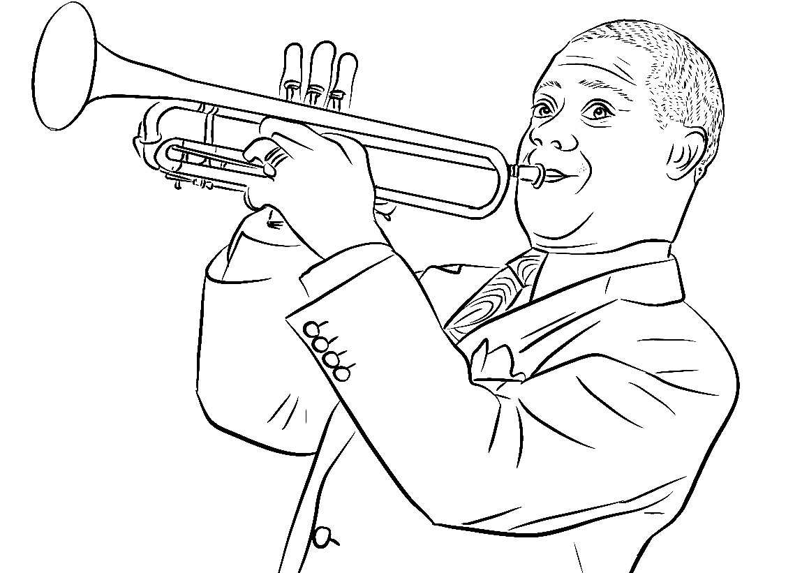 Louis Armstrong Jazz Musician Coloring Page