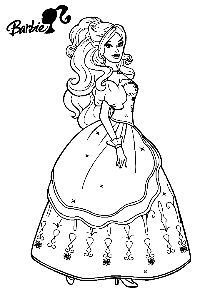 Lovely Barbie Princess Coloring Page
