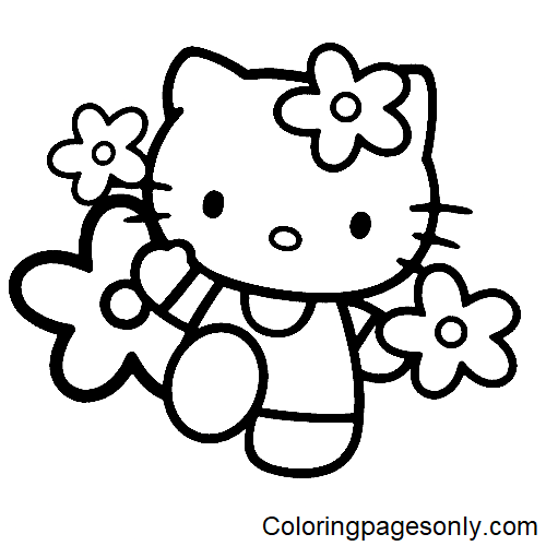 Lovely Hello Kitty Coloring Page