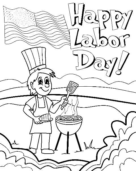 Mann grillt am Labor Day vom Labor Day