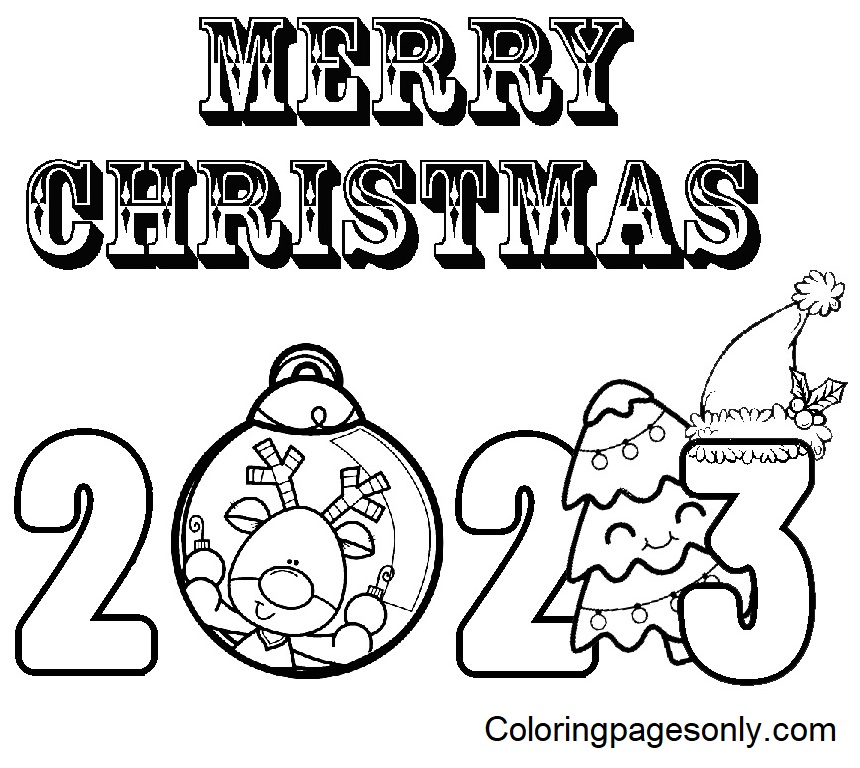 Merry Christmas 2023 for Kids Coloring Pages