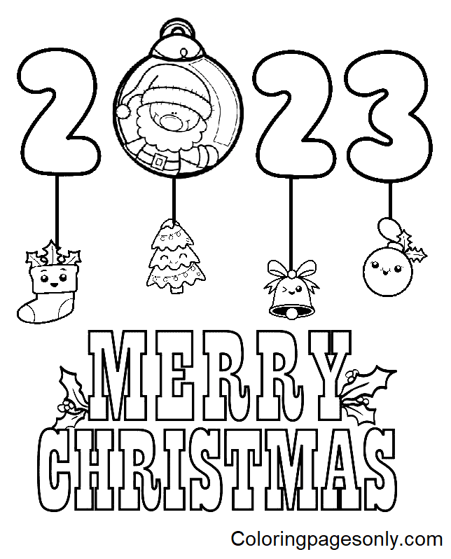 Merry Christmas 2023 Coloring Page