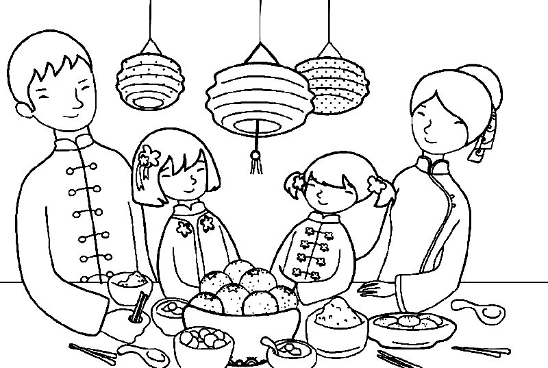 Mid-Autumn Festival Coloring Page
