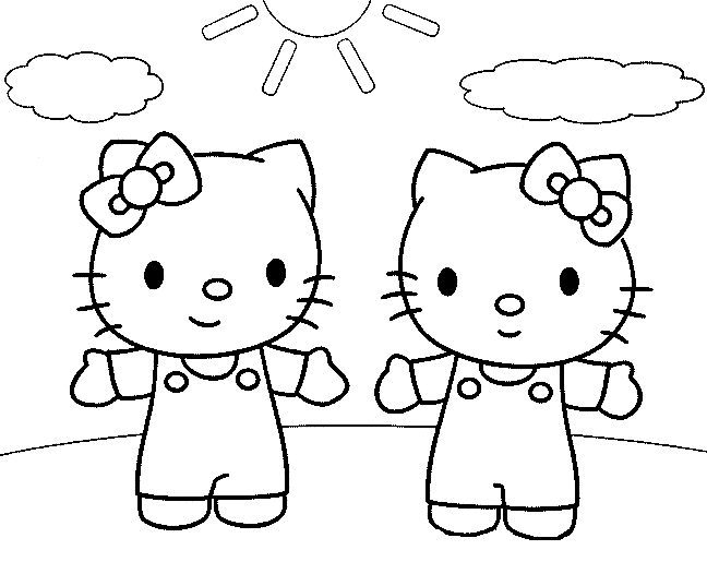 Mimmy en Hello Kitty kleurplaten