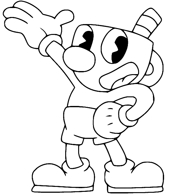 Mugman from Cuphead Coloring Page
