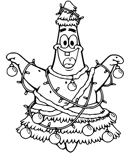 Patrick Star Christmas Tree Coloring Pages