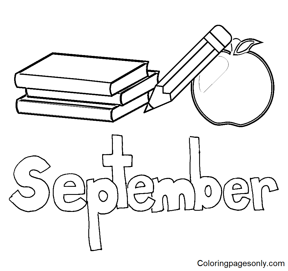 Crayon et livres septembre à partir de septembre