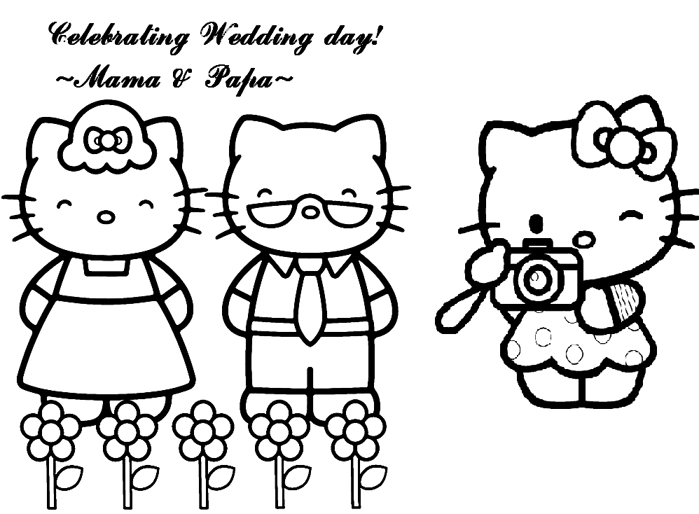 Photoshoot to Celebrate Wedding Hello Kitty s parents Coloring Pages