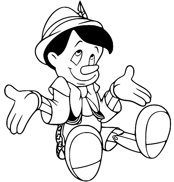 Pinocchio Sits Down Coloring Page