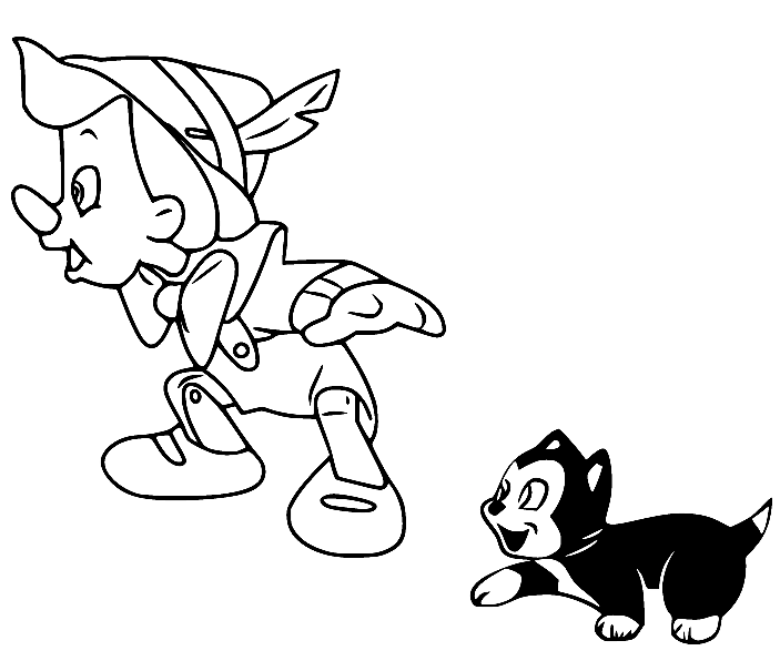 Pinocchio and Figaro Coloring Pages