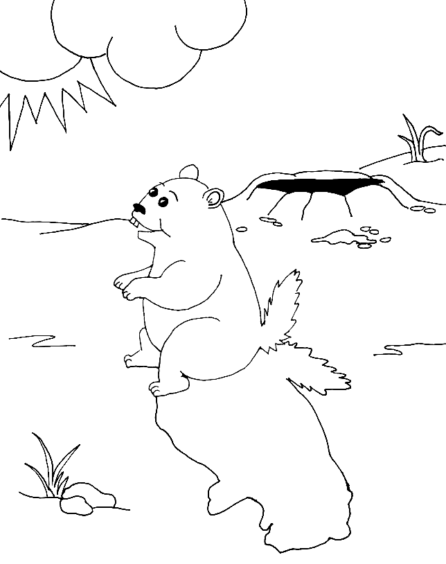 Printable Groundhog Day for Children Coloring Page