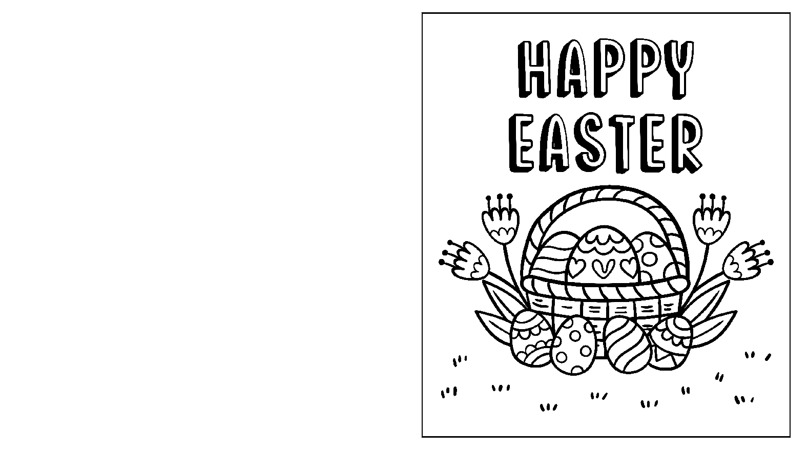Printable Happy Easter Card Coloring Pages