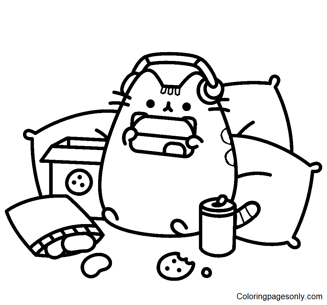 Pusheen Relax Coloring Page