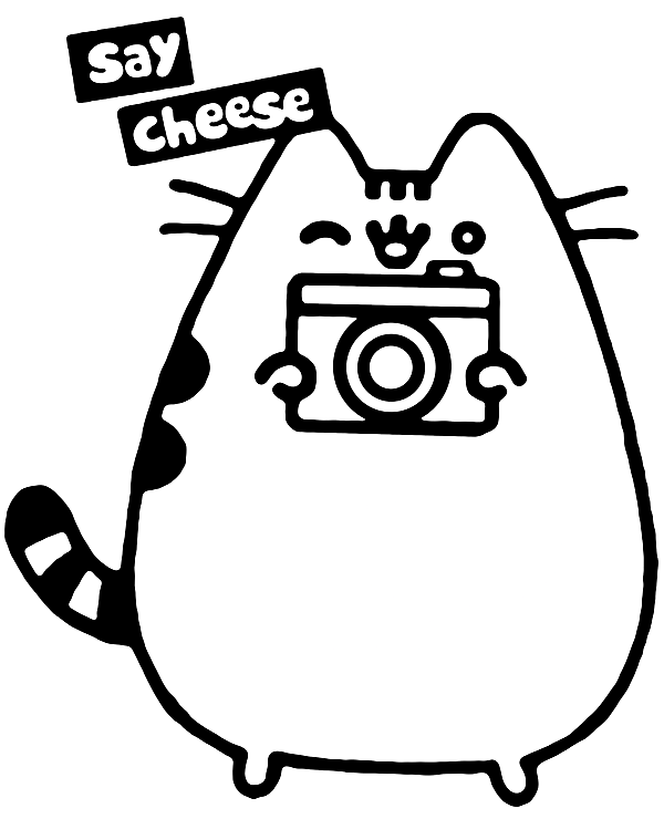 Pusheen Say Cheese Coloring Pages