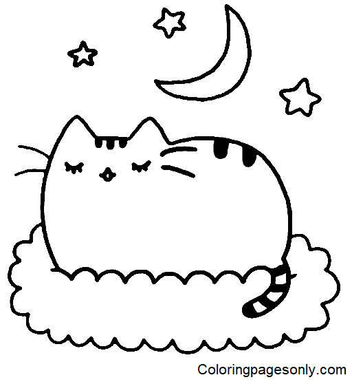 Pusheen Sleeping Coloring Page - Free Printable Coloring Pages
