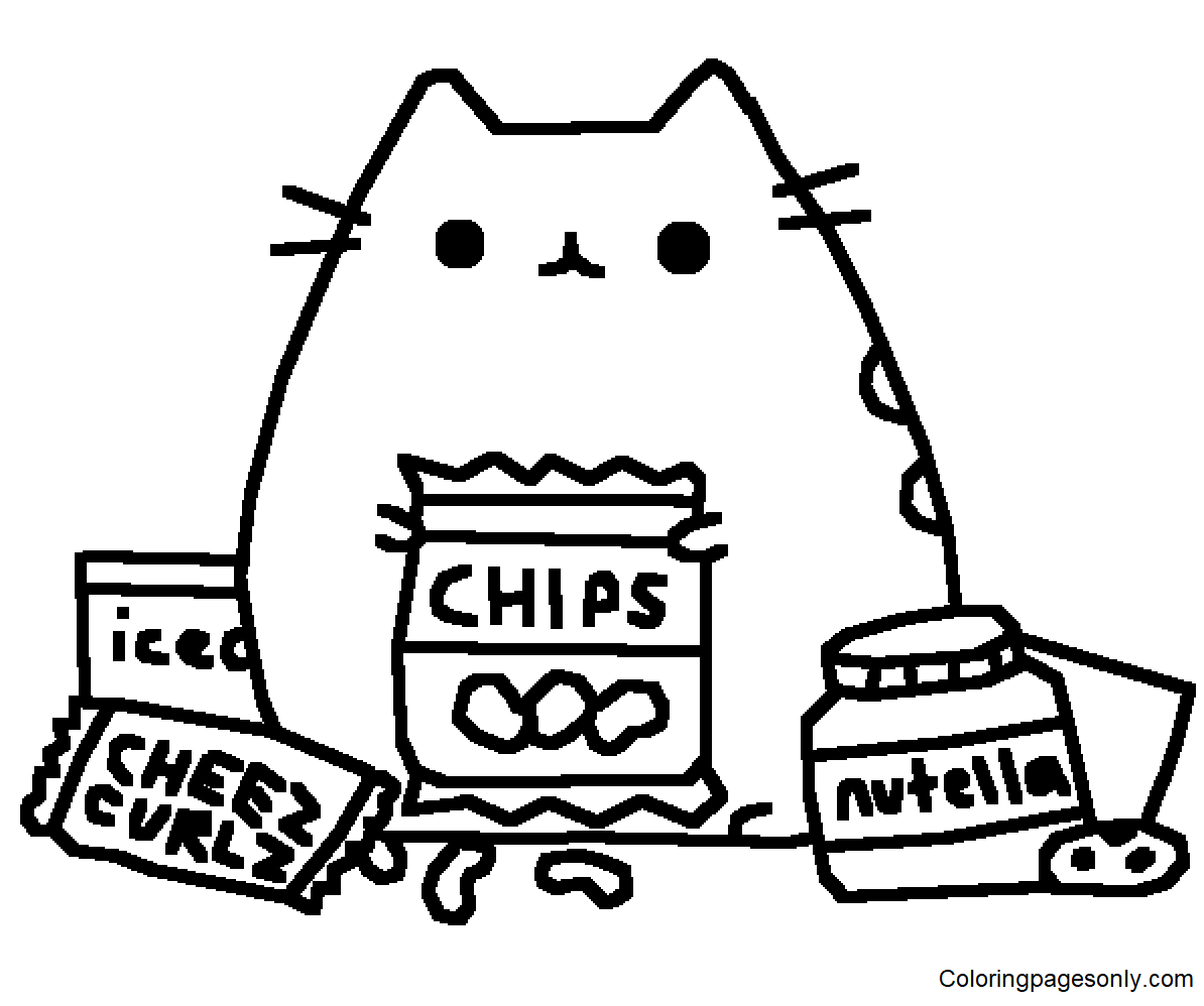 Cat With Food Coloring Page Mini Pusheen Coloring Book PNG 46 OFF