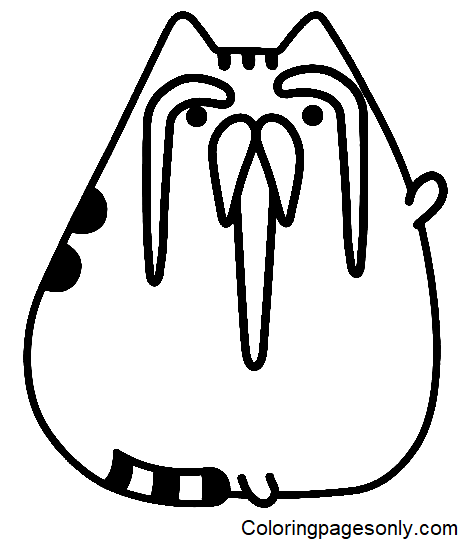 Pusheen with Long Beard Coloring Pages