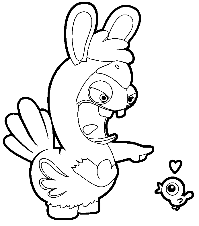 Rabbid Chicken Coloring Pages