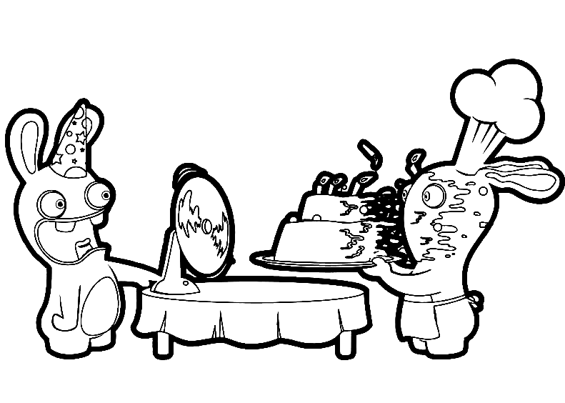 Raving Rabbids Birthday Coloring Pages