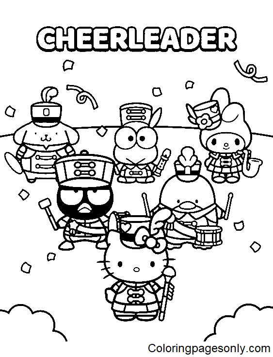 Pagina da colorare di Sanrio Cheerleader