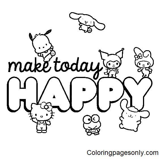 Sanrio Make today Happy Coloring Page