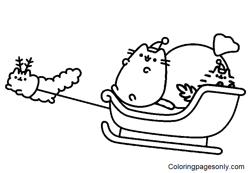 Santa Claws Pusheen Coloring Pages