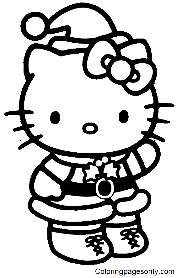 Dibujo de Santa Hello Kitty para colorear