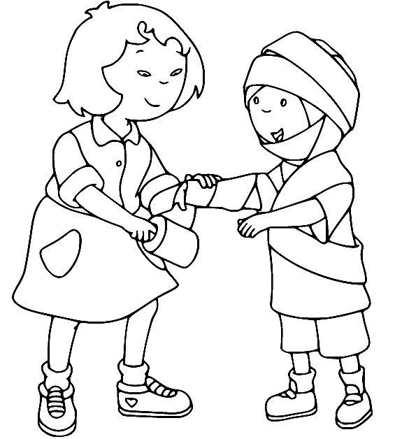 Sarah Bandages Caillou Coloring Pages