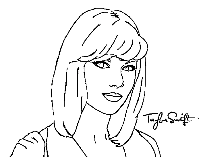 Página para colorir da cantora Taylor Swift