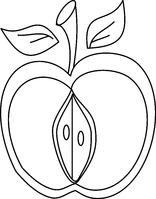 Sliced Apple Coloring Page