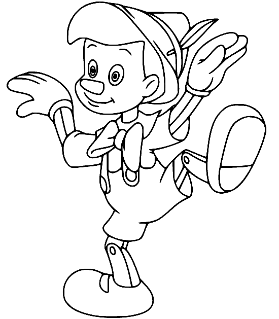 Smiling Pinocchio Coloring Page