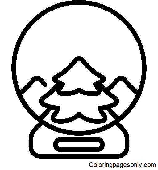 Snow Globe with Christmas Tree Coloring Page