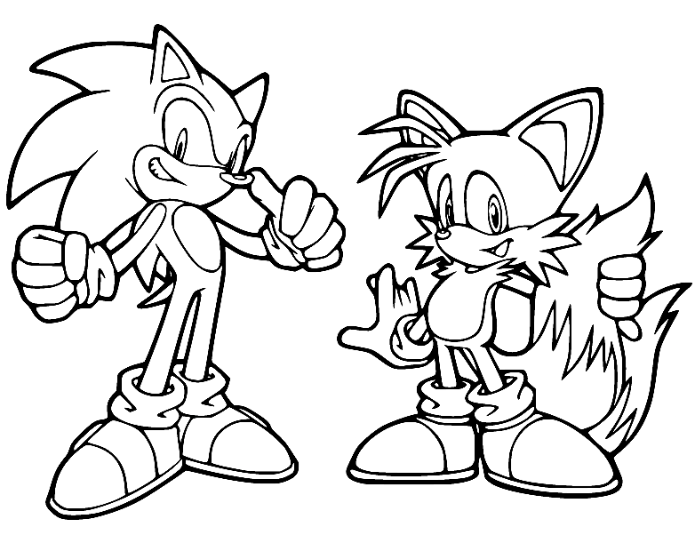 Sonic con Tails imprimible de Tails
