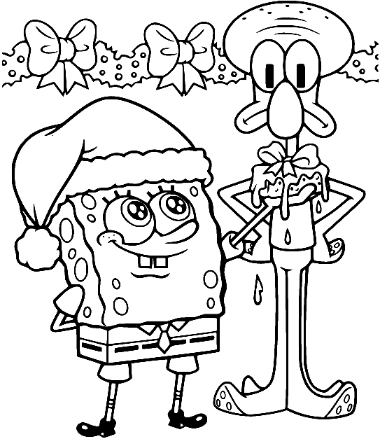 SpongeBob mit Thaddäus-Tentakel an Weihnachten von Cute Christmas