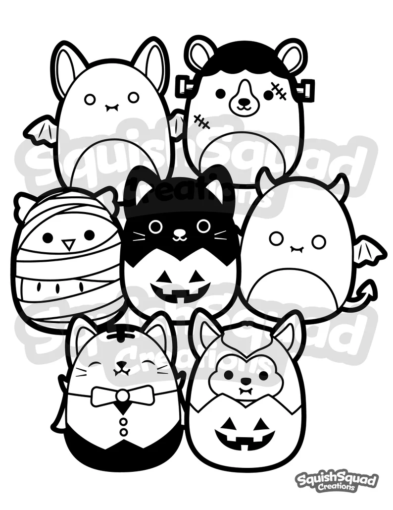 Squishmallow Halloween Coloring Page